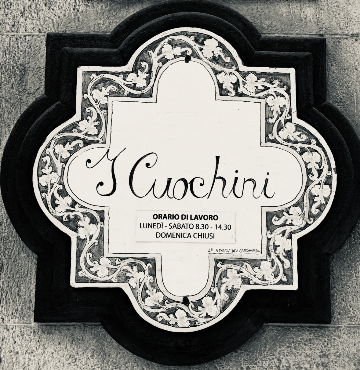 Historic sign of I Cuochini in Palermo