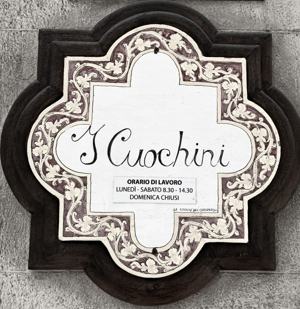 Historic sign of I Cuochini in Palermo