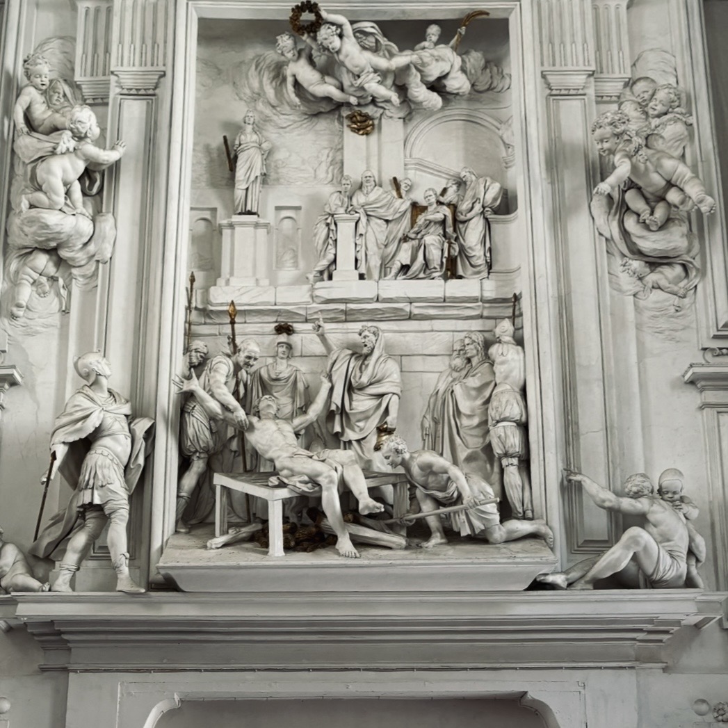 Interior of the Oratory of San Lorenzo in Palermo with stucco sculptures by Giacomo Serpotta