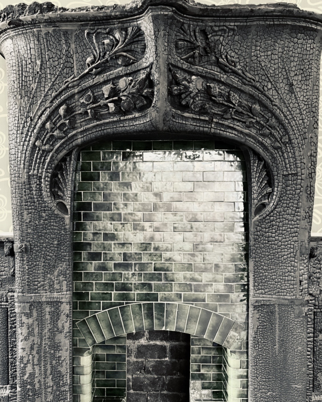 Original fireplace designed by Ernesto Basile inside Villino Florio in Palermo