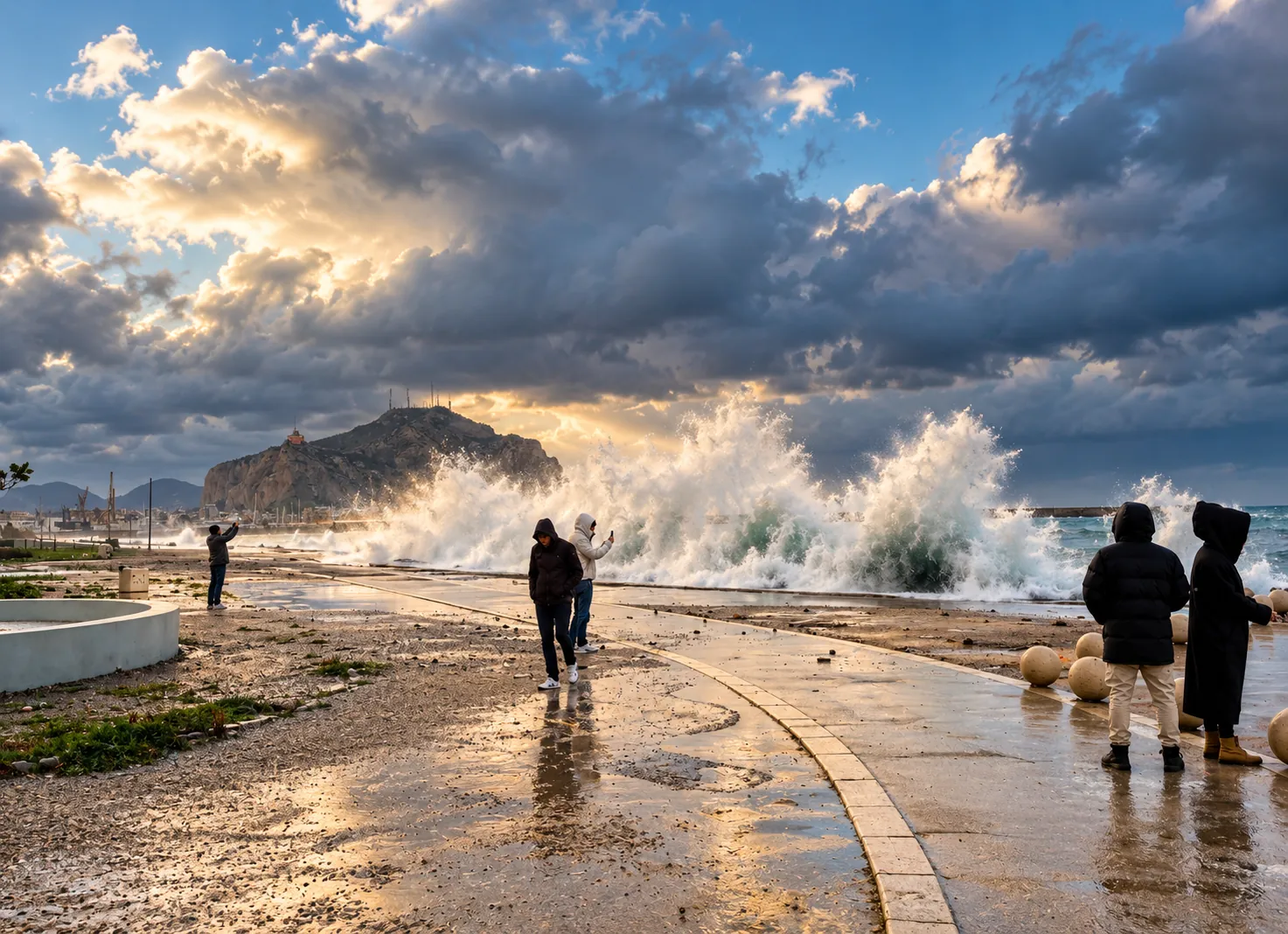 Stormy weather and rough sea in Palermo